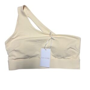 Cleo Harper Tatiana One Shoulder Sports Bra Oil Cream Cutout Activewear Large